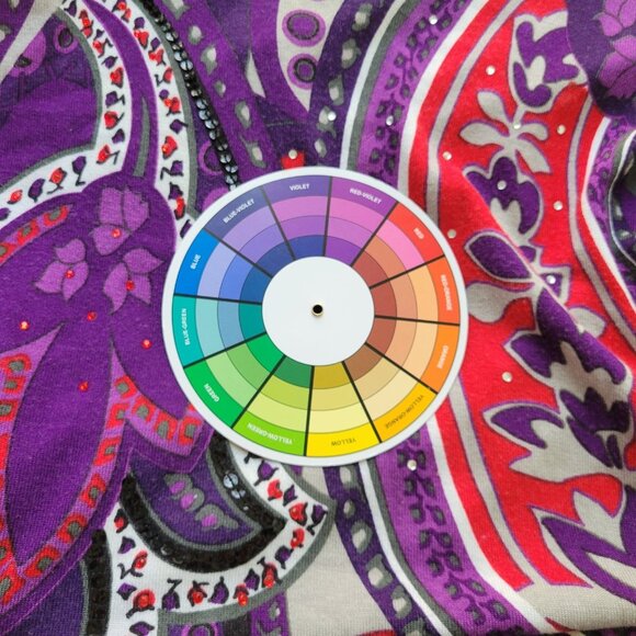 Liz Me Womens Top 3X Plus Long Sleeve Knit Purple Red Rhinestones GEO198E - Picture 8 of 8